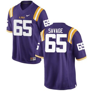 Men's Jakori Savage Purple LSU #65 University Jerseys