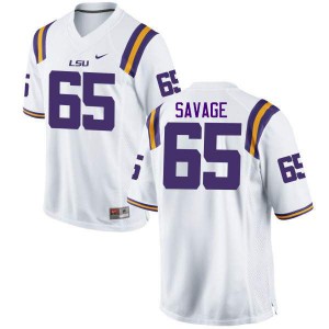 Mens Jakori Savage White LSU #65 Stitched Jerseys