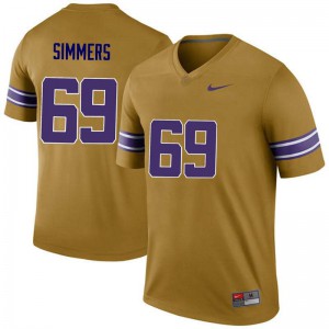 Men's Turner Simmers Gold LSU Tigers #69 Legend Embroidery Jersey