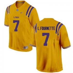 Mens Leonard Fournette Gold LSU Tigers #7 Stitch Jersey