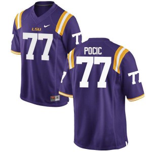 Men Ethan Pocic Purple Louisiana State Tigers #77 College Jerseys