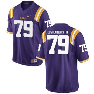 Men Lloyd Cushenberry III Purple LSU #79 Embroidery Jerseys