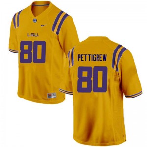 Men's Jamal Pettigrew Gold LSU #80 Stitched Jerseys