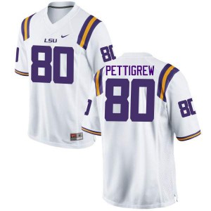 Men's Jamal Pettigrew White Louisiana State Tigers #80 Stitched Jerseys