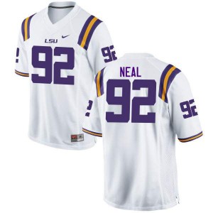 Mens Lewis Neal White LSU Tigers #92 Football Jersey