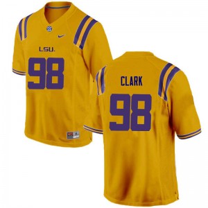 Men's Deondre Clark Gold Tigers #98 Stitched Jersey