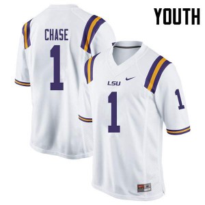 Youth Ja'Marr Chase White LSU #1 Stitch Jersey