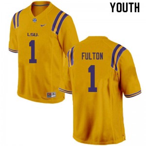 Youth Kristian Fulton Gold LSU #1 Stitch Jerseys