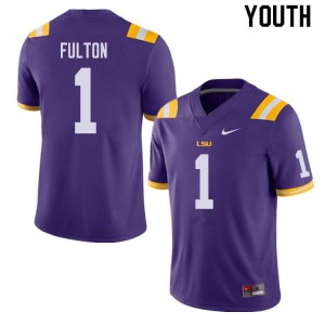 Youth Kristian Fulton Purple LSU #1 Embroidery Jerseys
