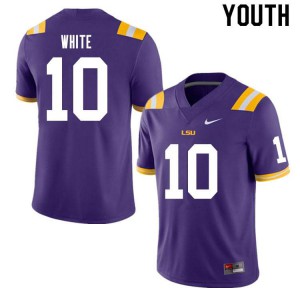 Youth Josh White Purple Louisiana State Tigers #10 University Jerseys