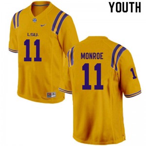 Youth Eric Monroe Gold Louisiana State Tigers #11 Stitched Jersey