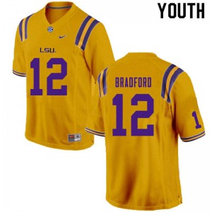 Youth Tre Bradford Gold Louisiana State Tigers #12 Player Jerseys