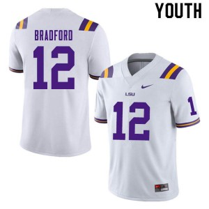 Youth Tre Bradford White Louisiana State Tigers #12 Stitched Jersey