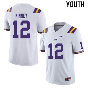 Youth Walker Kinney White LSU #12 Football Jersey