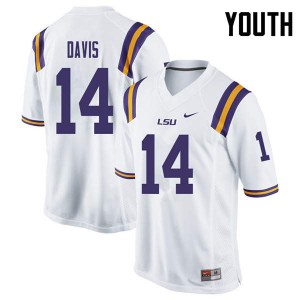 Youth Drake Davis White Louisiana State Tigers #14 University Jersey