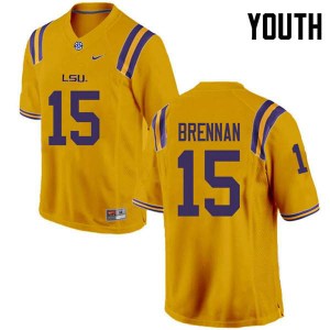 Youth Myles Brennan Gold LSU Tigers #15 Football Jersey