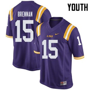 Youth Myles Brennan Purple Louisiana State Tigers #15 Stitched Jersey