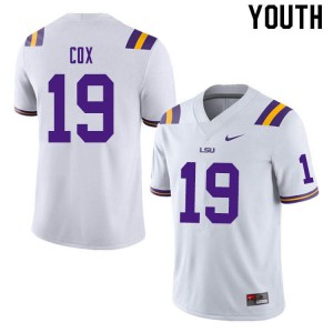 Youth Jabril Cox White LSU #19 Official Jersey