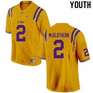Youth Dwight McGlothern Gold Louisiana State Tigers #2 NCAA Jersey