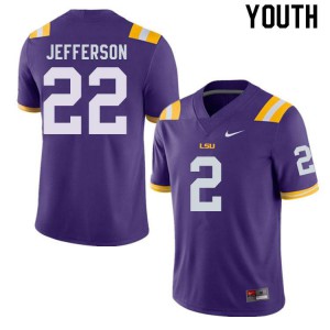Youth Justin Jefferson Purple LSU #2 NCAA Jersey