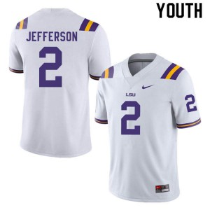 Youth Justin Jefferson White Tigers #2 Stitch Jersey
