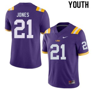 Youth Kenan Jones Purple Tigers #21 Stitch Jerseys