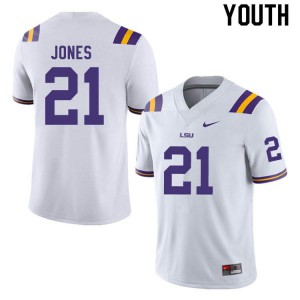 Youth Kenan Jones White Louisiana State Tigers #21 University Jersey
