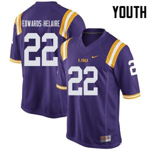Youth Clyde Edwards-Helaire Purple Tigers #22 NCAA Jersey