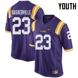 Youth Micah Baskerville Purple LSU #23 Player Jerseys