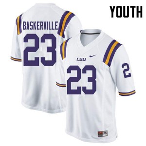 Youth Micah Baskerville White LSU #23 Official Jersey