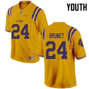 Youth Colby Brunet Gold LSU #24 University Jerseys