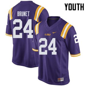 Youth Colby Brunet Purple LSU #24 Embroidery Jerseys