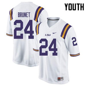 Youth Colby Brunet White Louisiana State Tigers #24 Alumni Jersey