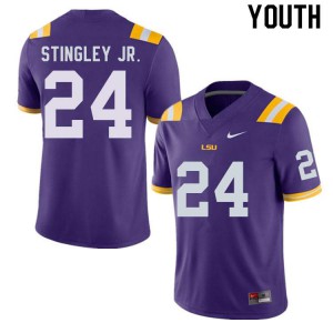 Youth Derek Stingley Jr. Purple LSU #24 Stitched Jersey