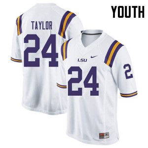 Youth Tyler Taylor White LSU Tigers #24 Football Jerseys