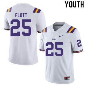 Youth Cordale Flott White LSU #25 Stitch Jerseys