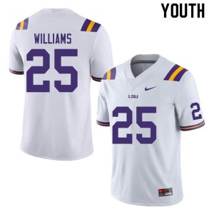 Youth Josh Williams White LSU #25 Stitched Jerseys