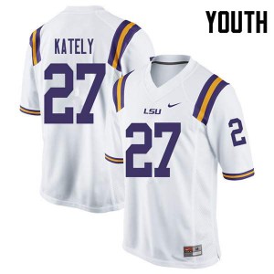 Youth Treven Kately White LSU #27 Embroidery Jersey