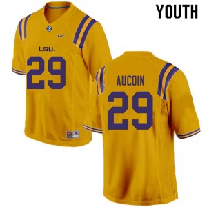Youth Alex Aucoin Gold Louisiana State Tigers #29 Embroidery Jersey