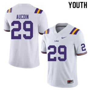Youth Alex Aucoin White LSU Tigers #29 Official Jersey