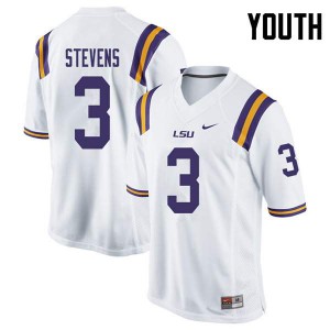 Youth JaCoby Stevens White LSU #3 Stitched Jerseys
