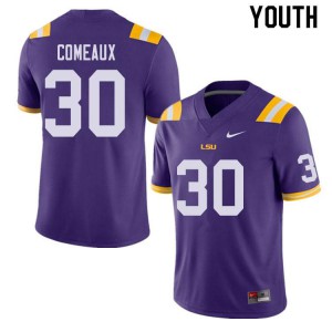 Youth Cade Comeaux Purple Louisiana State Tigers #30 Player Jerseys