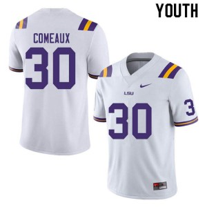 Youth Cade Comeaux White LSU #30 Official Jerseys