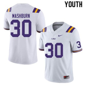 Youth Jack Mashburn White Tigers #30 NCAA Jerseys