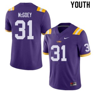 Youth Thomas McGoey Purple LSU #31 Stitch Jerseys