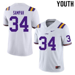 Youth Antoine Sampah White Louisiana State Tigers #34 Official Jerseys