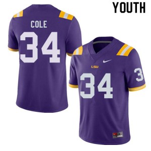 Youth Lloyd Cole Purple Louisiana State Tigers #34 College Jersey