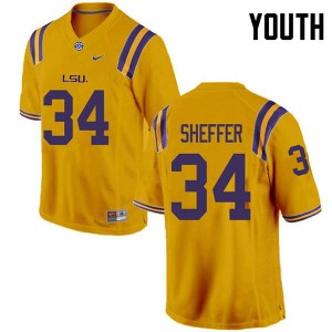 Youth Zach Sheffer Gold LSU #34 Player Jersey