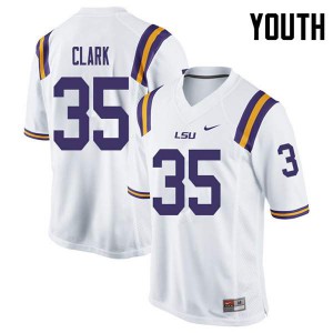 Youth Damone Clark White LSU #35 Stitch Jerseys