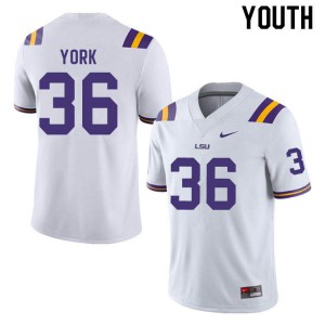 Youth Cade York White Louisiana State Tigers #36 Alumni Jersey